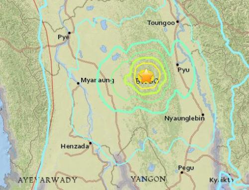 缅甸中部偏远地区发生6级地震 造成伤亡可能性低