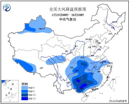 较强冷空气影响中东部 黄淮江汉江淮等地将有强降雪