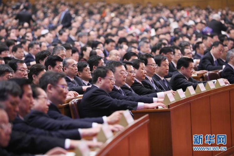 3月19日，十三届全国人大一次会议在北京人民大会堂举行第七次全体会议。这是代表在表决。 新华社记者 刘卫兵 摄.jpg