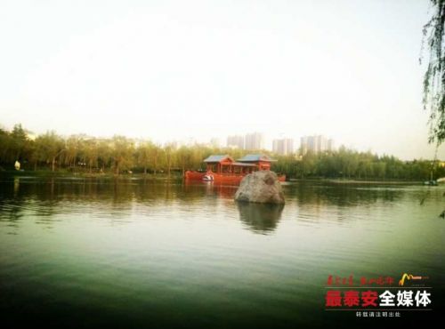 泰安南湖公园景色秀丽引市民游玩