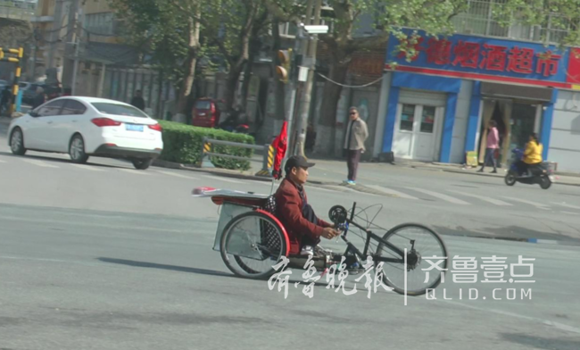 菏泽一男子下肢瘫痪，自制太阳能轮椅打算游遍全国