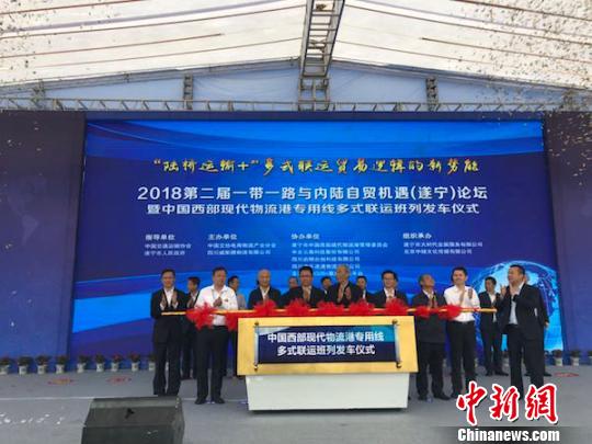 中国西部现代物流港专用线多式联运班列发车仪式举行