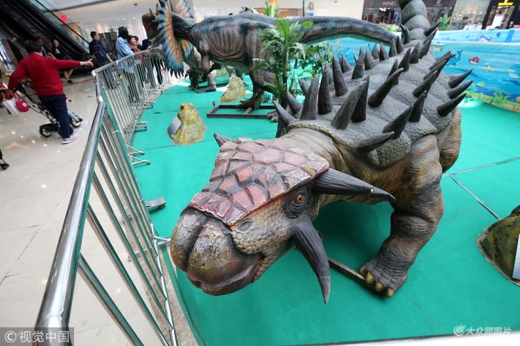 潍坊一商场变身“侏罗纪公园” 仿真恐龙上场