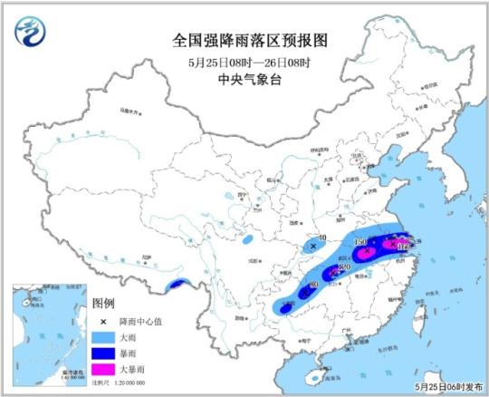 强对流天气来袭 长江中下游多地连发暴雨预警