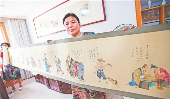 淄博“绘画达人”半年绘出25米长画卷 140多个聊斋人物跃然纸上