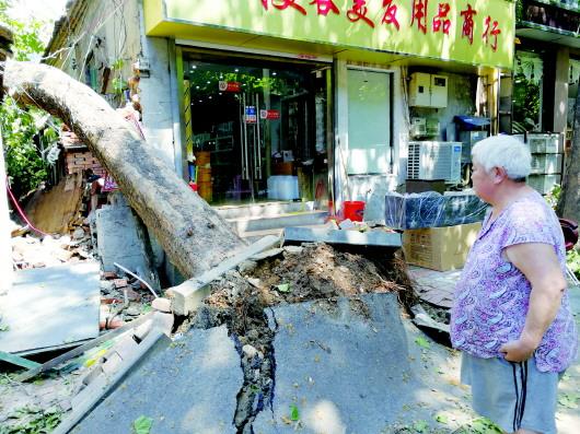 半米粗大树砸中民房67岁独居老人被救出
