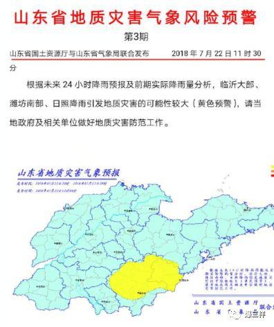 注意！未来24小时临沂、潍坊、日照降雨可能引发地质灾害