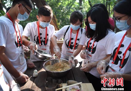 两岸青年联手为大熊猫制作美食