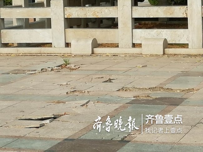 济南幸福柳广场设施损坏严重，伤痕累累，居民盼修复