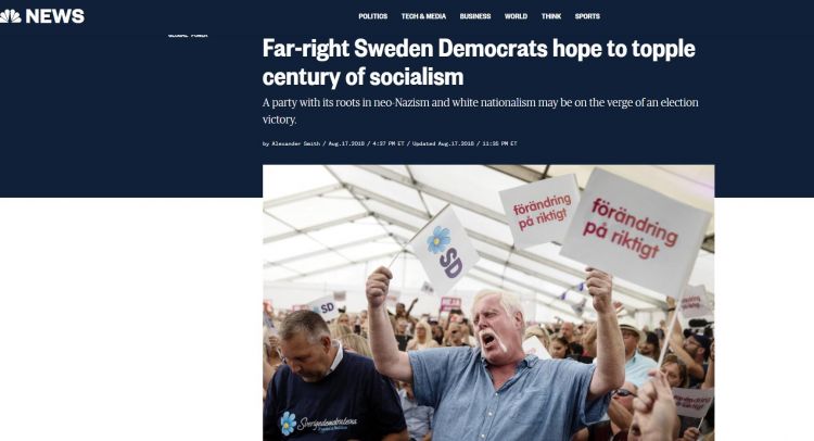 美媒：瑞典极右翼政党——民主党可能成为议会最大党