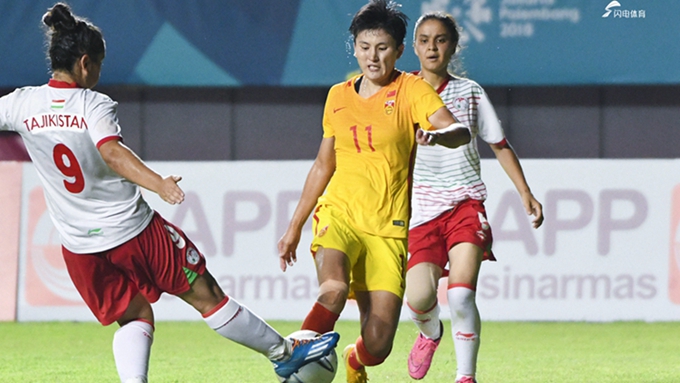 2018雅加达亚运会女足小组赛：中国16-0塔吉克斯坦
