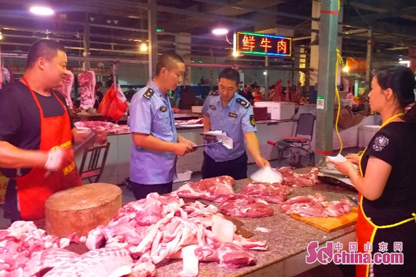 广饶街道市场监管所开展猪肉市场监督检查