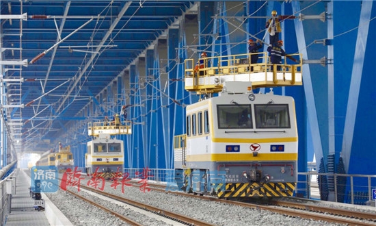通车近了！济南黄河公铁两用桥接触网设备验收完成