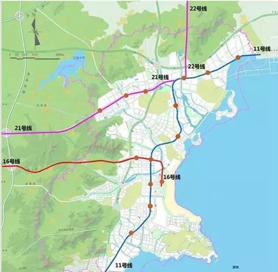 为远期规划.14号线连接胶州市,平度市2个行政区.