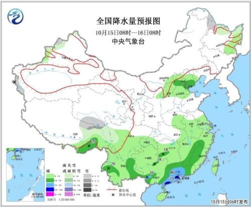 江南东部华南有较明显降水 华北中南部等地有中度霾