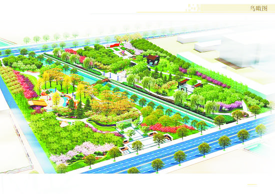 淄博高新区滨河公园景观工程开建