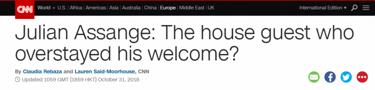 CNN：阿桑奇会被厄瓜多尔使馆下逐客令吗？