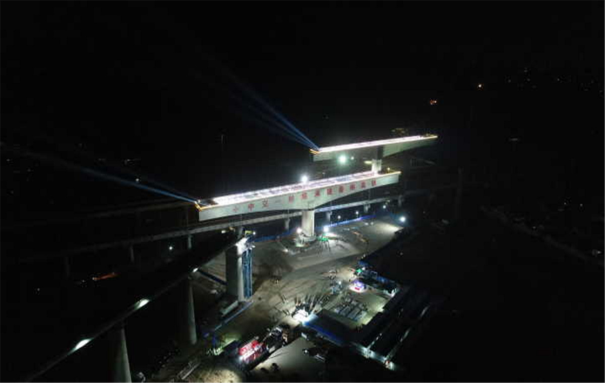 组图：鲁南高铁肖家庄特大桥连续梁转体施工