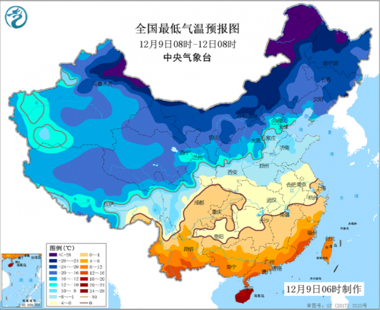 中国中东部地区气温持续偏低 黄淮南部将有较强降雪