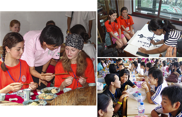 《传播友谊2006年》（组图）2006年，中国蓬莱“和平颂”国际青少年文化艺术节期间，来自俄罗斯、韩国、肯尼亚等7个国家的青少年与蓬莱市易三小学的学生进行交流。（赵光） 