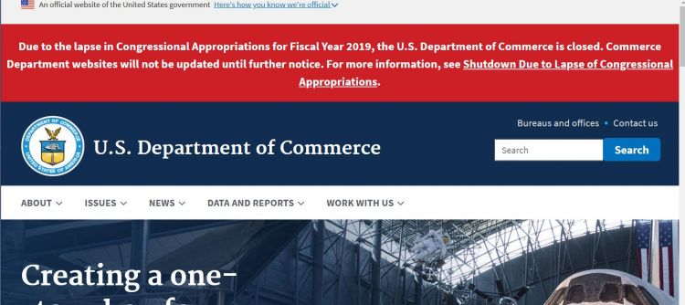 美国商务部在政府关闭期间暂停公布经济数据