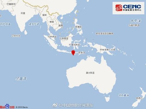 印尼松巴岛地区附近发生6.1级左右地震