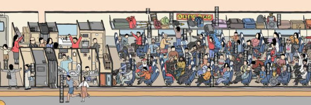 3名研究生绘制春运“清明上河图” 2米画卷有219人