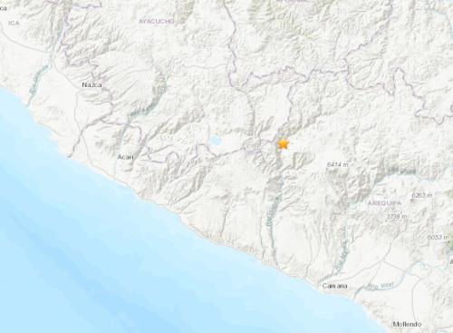 秘鲁西部地区发生5.2级地震 震源深度59公里
