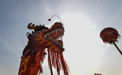 日照上百只龙狮近千人参加二月二舞龙大会