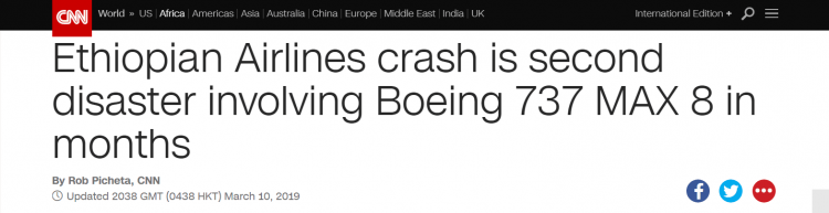五个月两次坠机，CNN：波音737Max8可能被停飞