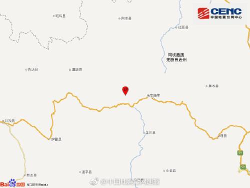 四川阿坝州马尔康市发生3.4级地震 震源深度18千米