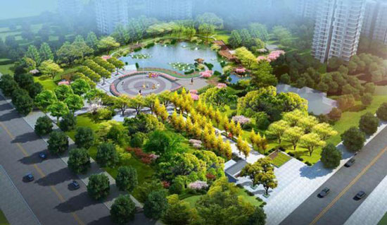 淄博孙庄游园景观工程完工 总面积26500平方米 