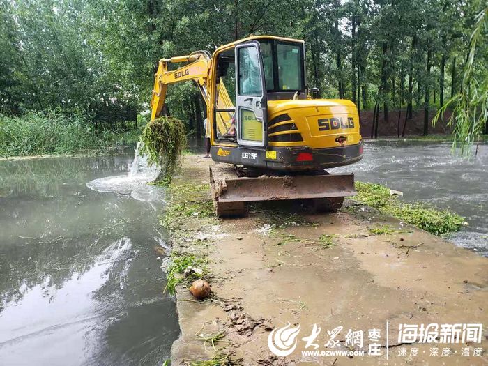 薛城常庄开挖疏浚渠道20.6公里保汛期安全