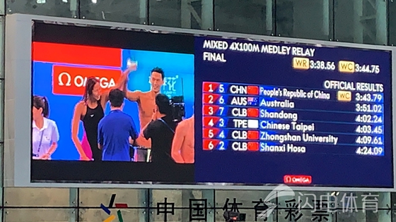 破记录！男女4X100米混淆泳接力中邦队夺冠