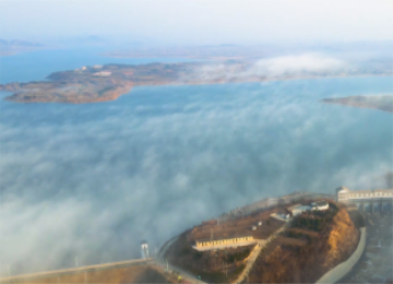 俯瞰米山水库 犹如一幅生态画卷