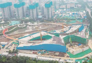 淄博高新区文体中心项目封顶 2022年5月份达到正式开放条件
