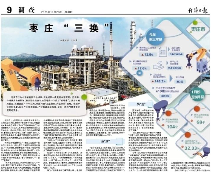 《经济日报》整版点赞枣庄产业集群发展：“三换”，换出一片新天地 