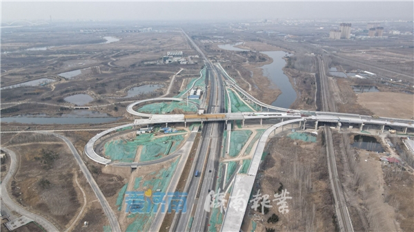 济南起步区最大互通立交桥主体全面贯通