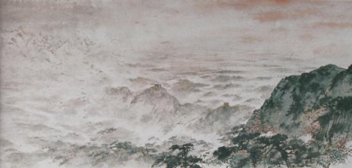 画家傅抱石,关山月历时四个月,于1959年为北京新建的人民大会堂所绘的