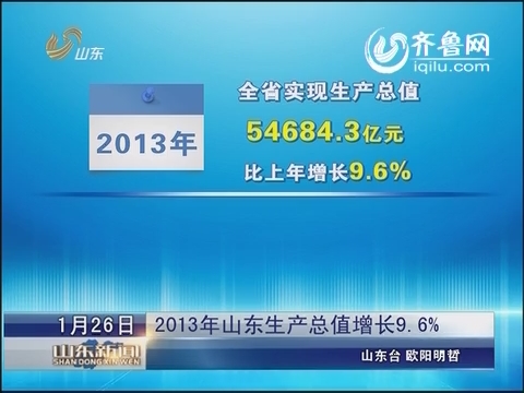 2013年山东生产总值增长9.6%