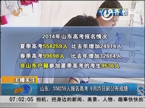 山东：558259人报名高考 6月25日前公布成绩