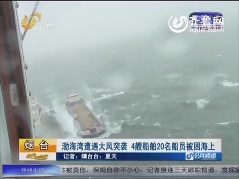 渤海湾遭遇大风突袭 4艘船舶20名船员被困海上