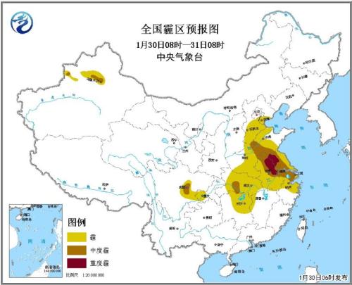 未來三天華北南部黃淮江淮等地有間歇性霾