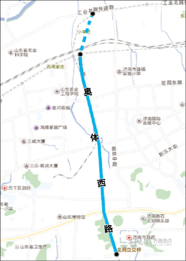 濟南奧體西路北延啟動，將連接新東站成交通大動脈