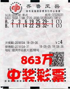 雙色球2018104期一等獎 863萬元