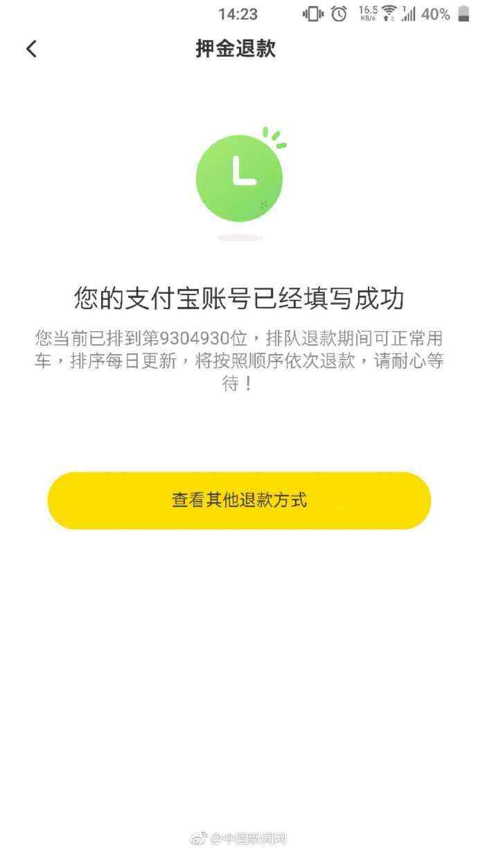 ofo退押金排號超過930萬人，待退金額至少9.2億