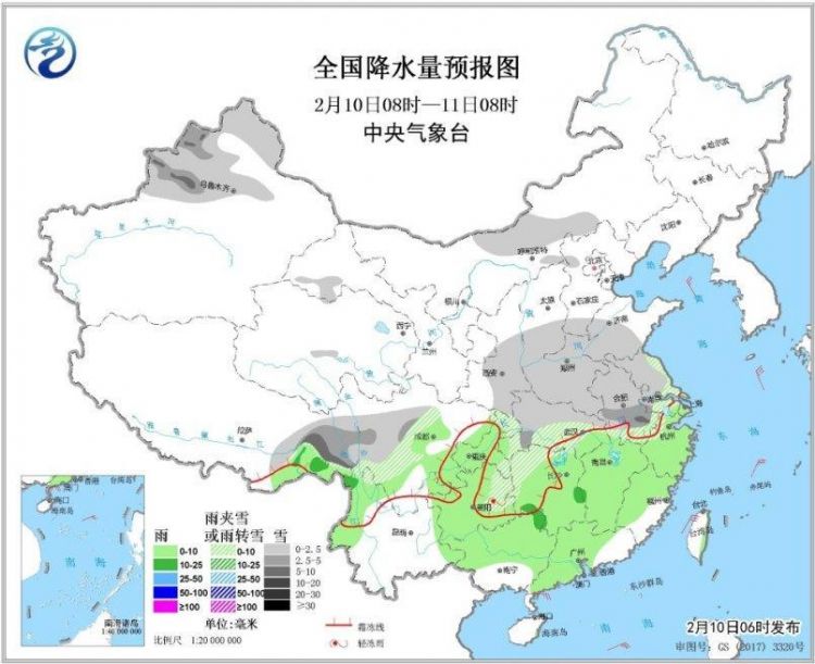 冷冷冷！中東部有大范圍雨雪 南方多陰雨天氣