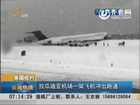 美国纽约：拉瓜迪亚机场一架飞机冲出跑道